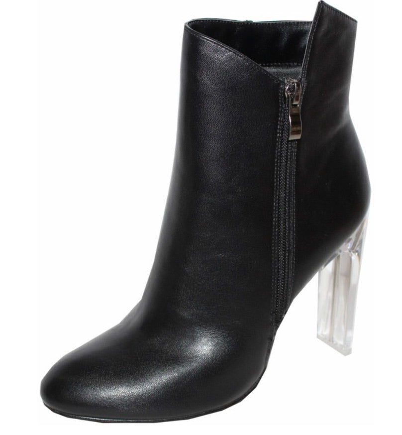 April Black Leather Booties