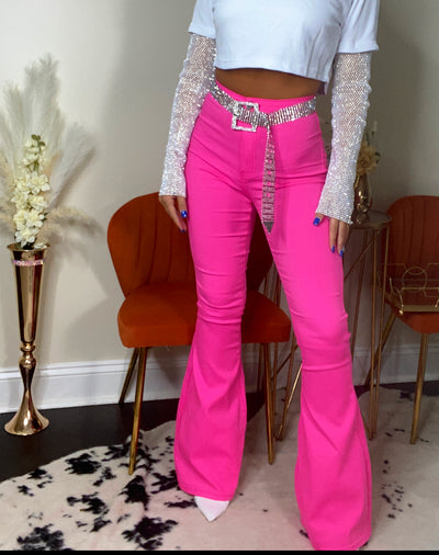 Caught In Action Pink Bell Bottoms