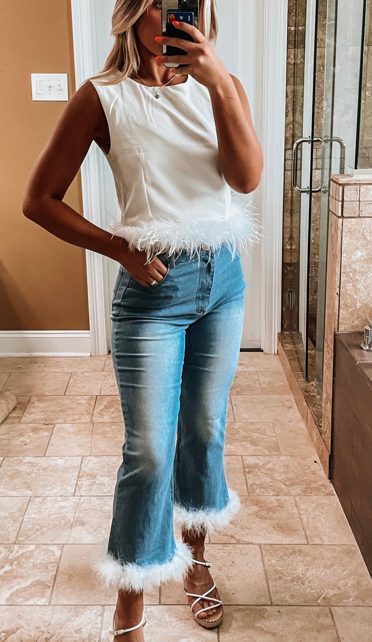 Angel Feather Trim Jeans